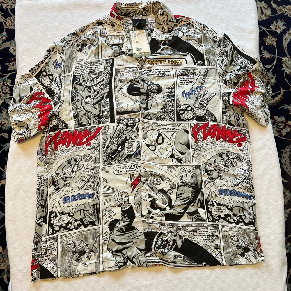 Marvel H&M | Shirts | Spiderman Marvel Short Sleeve Button Down Shirt ...